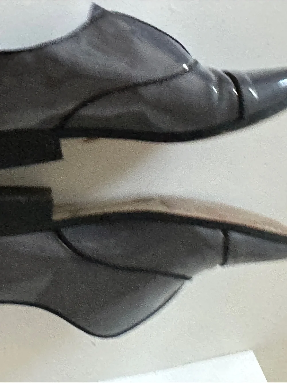 Saks Fifth Avenue Women's Gray Patent Slip-On Loafers with Black Trim